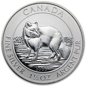2014 Canada 1.5 oz Silver $8 Arctic Fox BU coin