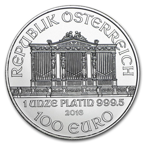 2016 Austria 1 oz Platinum Philharmonic BU coins