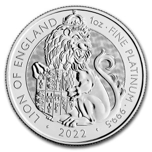 2022 GB 1 oz Platinum Royal Tudor Beasts The Lion of England coins